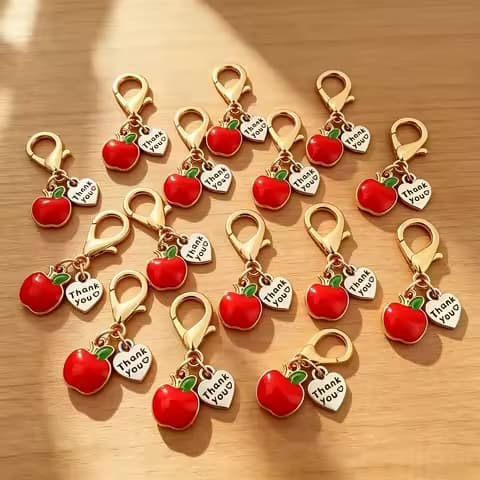 Lot de 20 porte-clés pomme rouge – remerciement enseignants