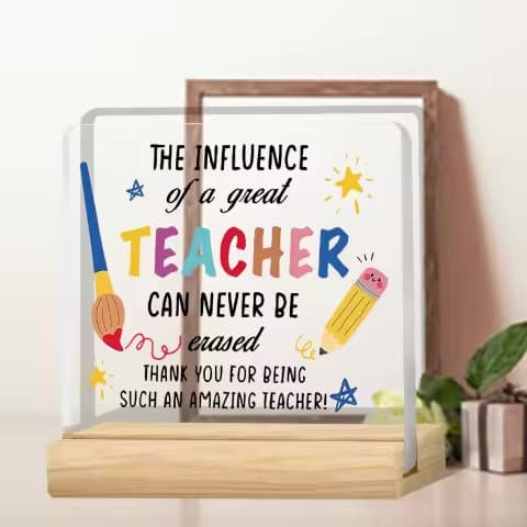 Plaque de bureau en acrylique – merci aux enseignants