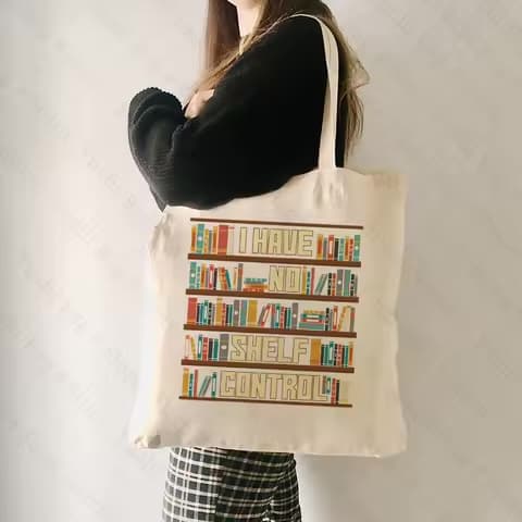 Tote bag motif étagère de bibliothèque – amateurs de livres et enseignants
